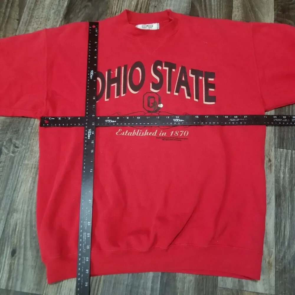 Vintage 90s 20 20 HVYWT Sweater Size L *Made in USA‎ Chopped Sleeves Ohio State